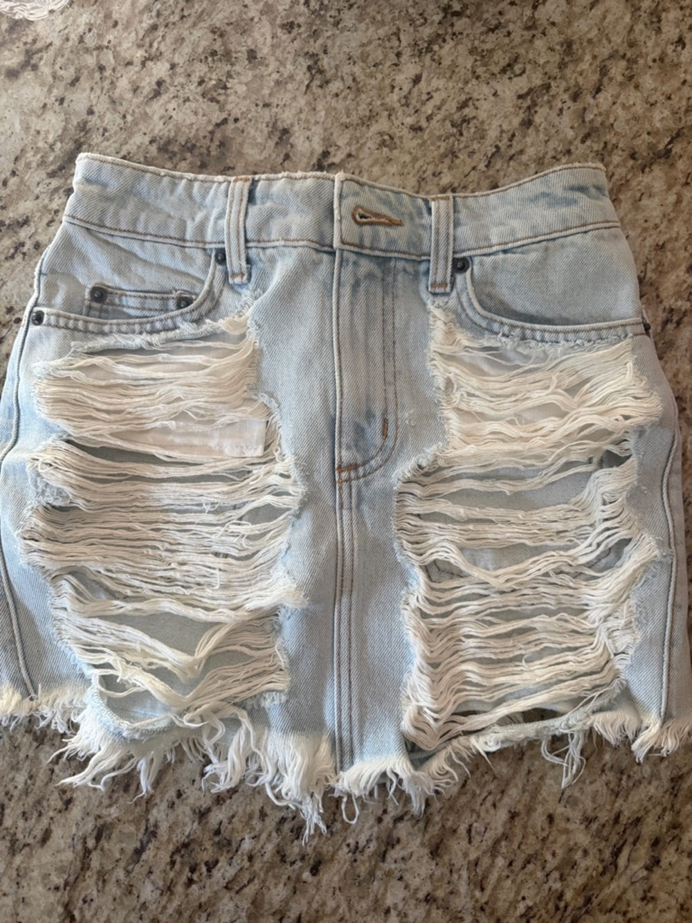 Carmar Light Blue Distressed Denim Mini Skirt